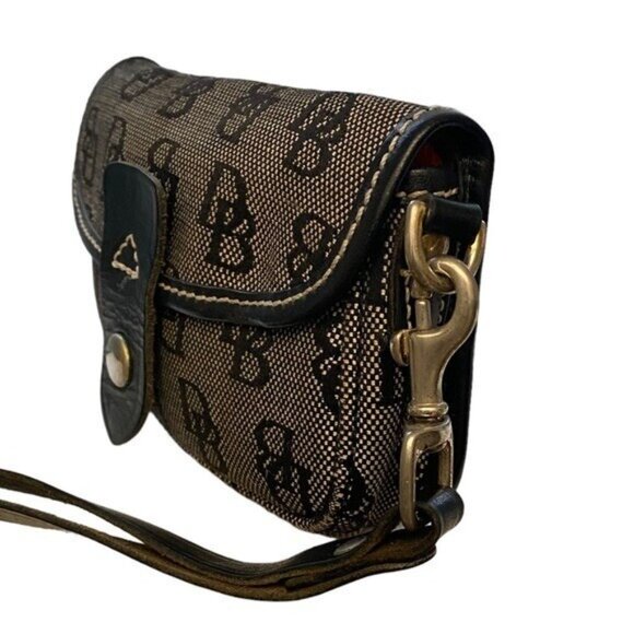 Dooney Bourke Logo Canvas Leather Trim Wristlet - Picture 3 of 6